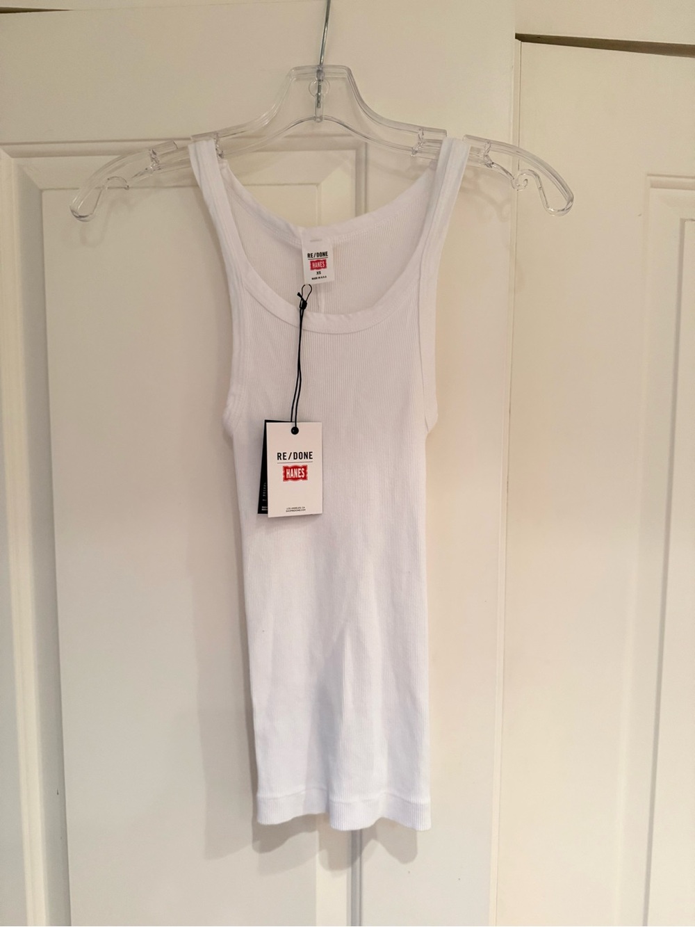 Women’s Re/Done Hanes Ribbed Tank. Optic White. Size XS. NWT